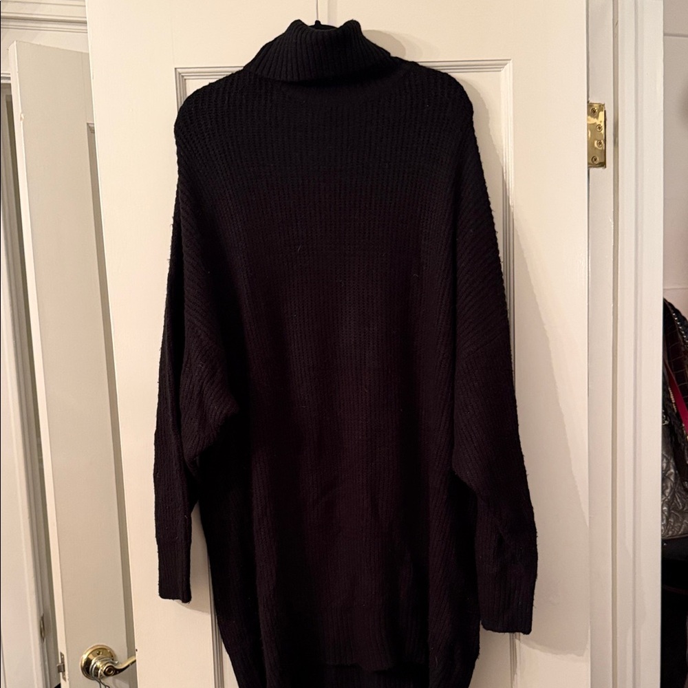 Women's Black Turtleneck Sweater Dress